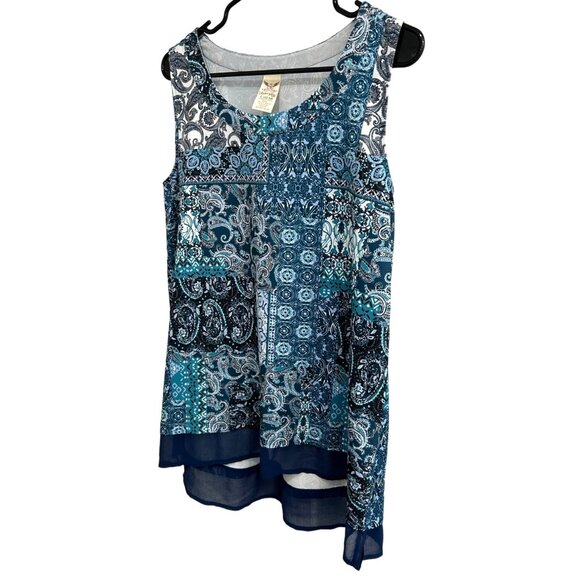 Faded Glory Sleeveless Patchwork Print Blouse Sz L - Picture 3 of 8